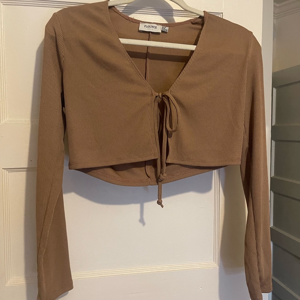 Crop tie front cardigan by Flounce from ASOS